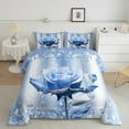 thumbnail image 2 of Castle Fairy Blue Rose 2pcs Bedding Comforter Set,Bling Glitter Twin Comforter Sets,Sparkling Crystal Breathable Bedding Set,Breathable Floral Home Decor, 2 of 8