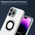 thumbnail image 3 of for iPhone 14 Pro Max Phone Case Magnetic AG Glass Frosted Case with Camera Lens Protector for iPhone 14 Pro Max Compatible with Magsafe Slim Full Body Protective Cover for Women Men-White, 3 of 12