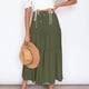 thumbnail image 5 of ICHUANYI ClearanceFashion Women Solid Casual Ruched Ruffles Elastic Waist Skirts(Army Green, S) ICHUANYI WER20232080501977, 5 of 8