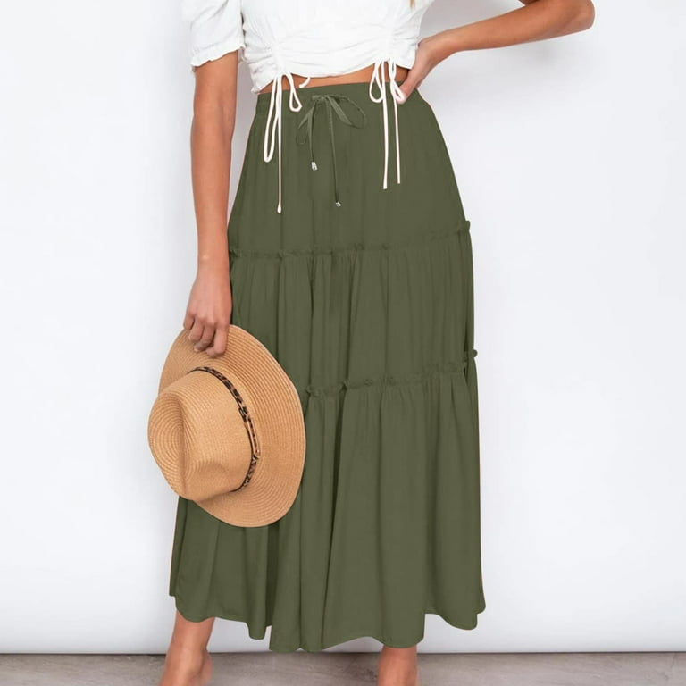 High Waist Layered Skirts for Womens Bohemian Pleated Long High Waist Layered Skirts for Womens Bohemian Pleated Long