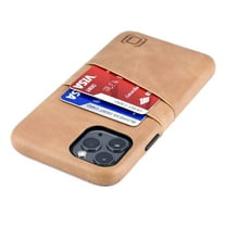 Dockem iPhone 11 Pro Exec M2 Wallet Case; Built-in Metal Plate, 2 Card Slots, Khaki Tan