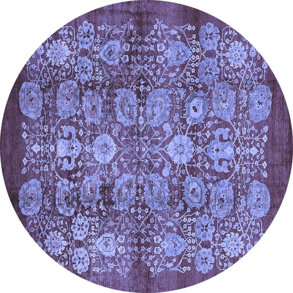 Ahgly Company Indoor Round Oriental Blue Industrial Area Rugs, 5' Round