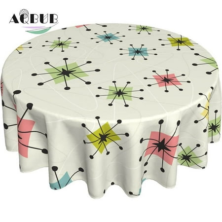 

Vintage Atom Star vintage pattern round table cover washable polyester tablecloth home kitchen mat party picnic table top