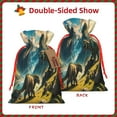 thumbnail image 2 of Fuzoiu Valley River Dinosaur Print Christmas Gift Bag,Burlap Gift Bag with Drawstring Closure & Hang Tag,Perfect for Holidays, Birthdays, and Special Occasions-Small, 2 of 7
