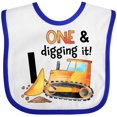 thumbnail image 3 of Inktastic One and Digging It Bulldozer 1st Birthday Boys or Girls Baby Bib, 3 of 4