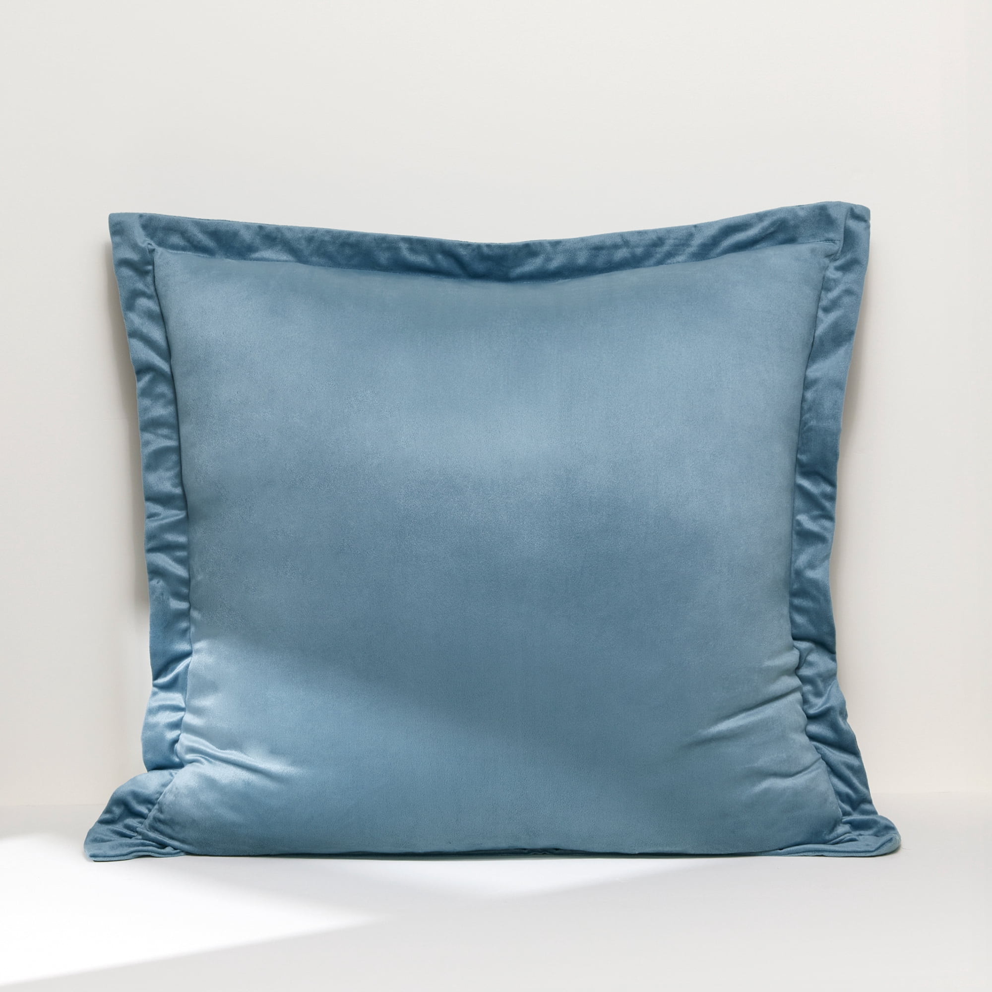 Lush Decor Velvet Dreams Euro Sham Covers 2 Piece Set 25.5" W x 25.5" L + 1.5" Dusty Blue - Velvet Pillow Cover - Euro Pillow Covers - Glam Decorative Pillows for Bed