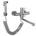 thumbnail image 1 of Two-hole wall-mounted kitchen mixer, kitchen sink mixer with 360 hot and cold water mixer gun, 1 of 4