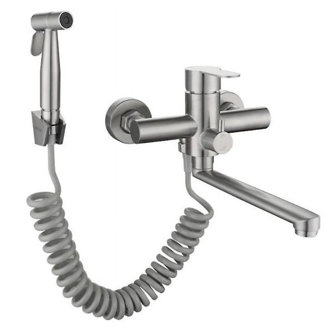 Two-hole wall-mounted kitchen mixer, kitchen sink mixer with 360 hot and cold water mixer gun