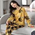 thumbnail image 3 of Pijamas con estampado de corazón para mujer, conjuntos de pijamas suaves a la moda para otoño e invierno, jersey de manga larga, ropa de dormir para niña, ropa de dormir dulce para mujer, 3 of 5