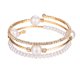 thumbnail image 1 of Pulsera de perlas y diamantes de imitación multicapa con circonitas para mujeres, novias y niñas (dorada), 1 of 7