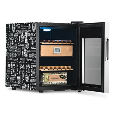 NewAir - 250 Count Built-in Cigar Humidor with Opti-Temp Heating and Cooling Function - Black
