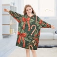 thumbnail image 5 of FORMRS Wearable Blanket Hoodie with Sleeves for Kids Cozy Flannel Sweatshirt, Christmas Holly Bows, 5 of 7