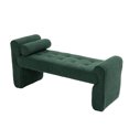 thumbnail image 4 of 49" Modern Ottoman Bench, Boucle Upholstered Tufted Bench with Padded Seat, End of Bed Bench with Armrests & Pillow, for Bedroom, Living Room, Hallway, Entryway, Space Saving, Emerald, 4 of 9