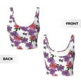 thumbnail image 5 of Haiem Peonies Pattern Womens Sports Bra - U Neck Padded Low Impact Yoga Bra Workout Crop Top Gym Moisture-Wicking Workout Vest -Small, 5 of 9