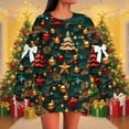 thumbnail image 2 of Women's Christmas Tree Pullover Printed Sweatshirt Santa Claus Graphic Outfits Shining Star Clothing Casual Long Sleeve Shirts Christmas Fashion Sweatshirts, 2 of 5