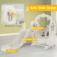 thumbnail image 5 of Pirecart 5 in 1 Toddler Slide and Swing Set, Large Toddler Slide Climber Playset Indoor Outdoor Kids Slide with Basketball Hoop, White, 5 of 10
