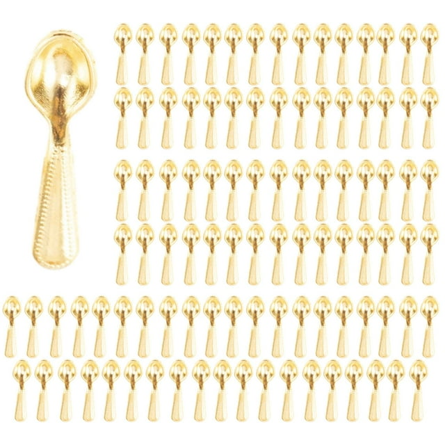 100 piezas 1/12 vajilla para casa de muñecas, decoración para casa de muñecas, juguetes de simulación, accesorios cuchara de oro