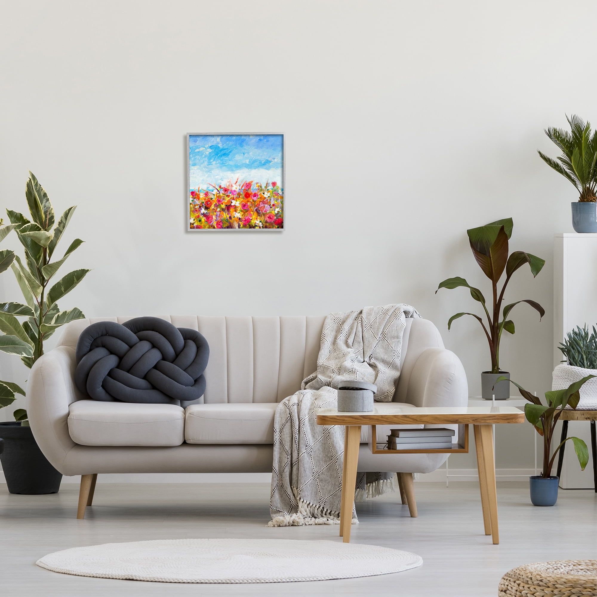 Stupell Industries Bold Summer Blooming Flower Field Under Cloudy Sky, 17 x 17, Design by Jill Martin