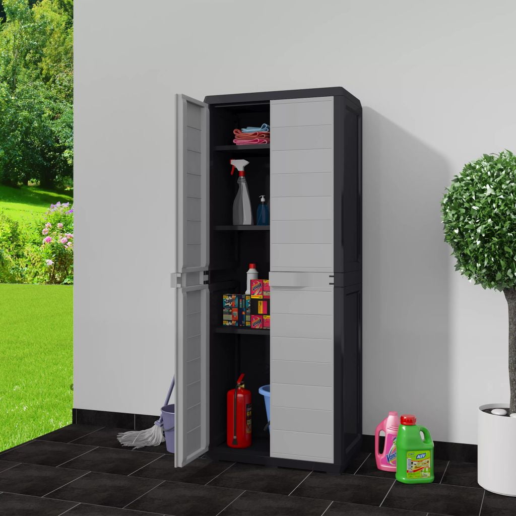 Lifcasual Garden Cabinet Storage Lockers With 4 Shelves Black And Gray Pp Com Lifcasual Garden Cabinet Storage, Outdoor Storage Cabinet With Shelves Waterproof