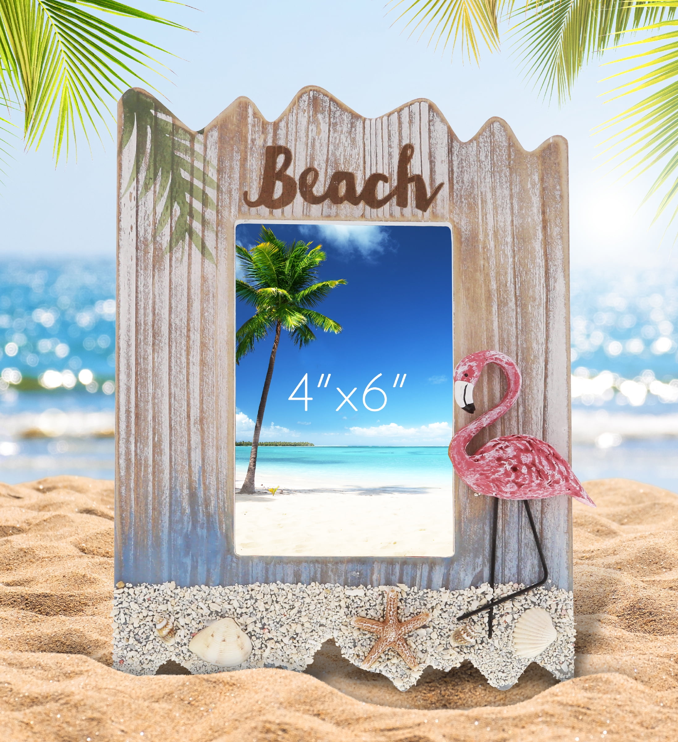 4x6 White & Natural Carved Solid Mango Wood Photo Frame - Outside the Box  Palm Beach