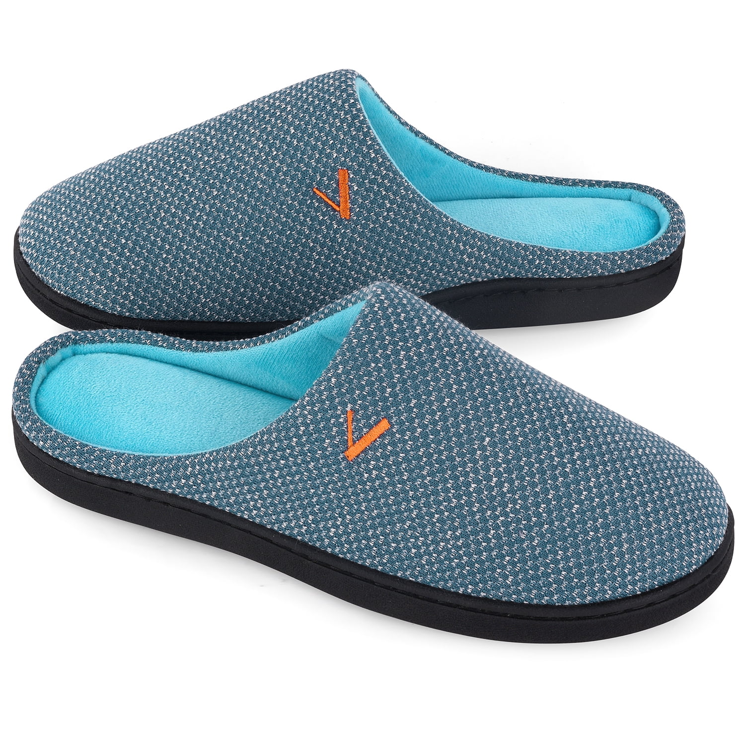VONMAY Men's Cozy Slippers Two-Tone Indoor Outdoor House Shoes ...