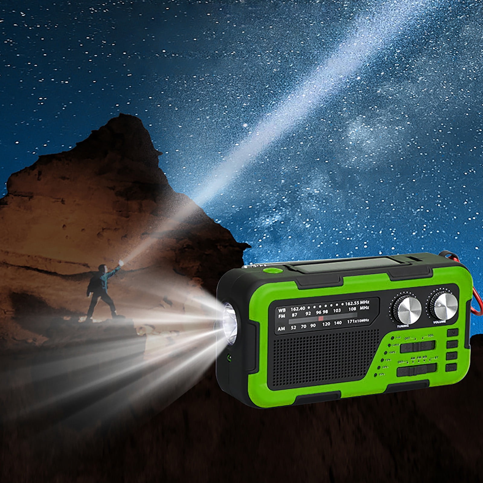  Solar Energy Radio, Easy to Use Led Flashlight 3 Rechargeable  Ways Multifunction Radio, Mobile Power for Camping for Hiking for Campers  for Hikers : Toys & Games