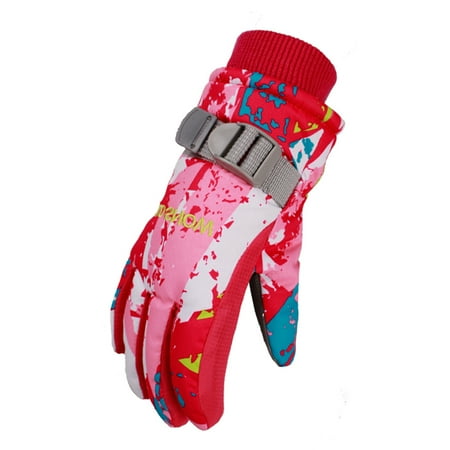 

ZHUASHUM Winter Kids Ski Gloves Boys And Girls Warm Lining Snow Waterproof Windproof Cold