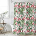 thumbnail image 4 of Tropical Pink Flamingo Bathroom Shower Curtains with 12 Hooks Polyester Waterproof Shower Curtain for Stalls and Bathtubs Summer Palm Trees Botanical Decorative Bathroom Privacy Curtain 72x96 Inches, 4 of 9
