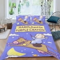 thumbnail image 2 of Harold y el Lápiz Morado Conjunto de sábanas temático, trío de piezas, cómodo y amigable con la piel, diseño único, regalo de decoración para el hogar para familiares, amigos y fans,140cm *210cm, 2 of 6