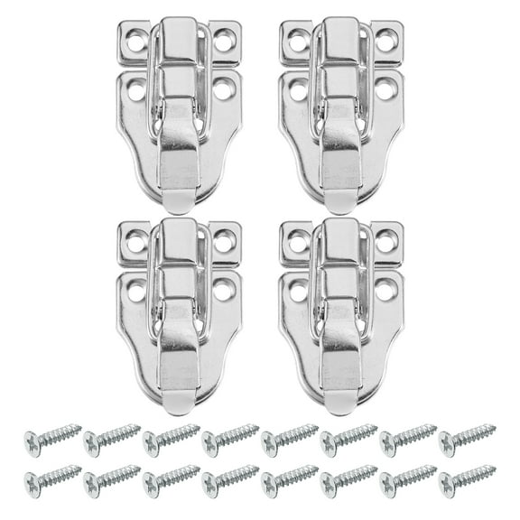 Uxcell 4Pack Duck-Billed Toggle Hasp Latch, Metal Box Toggle Latch Chest Latch with Mounting Screws, Silver