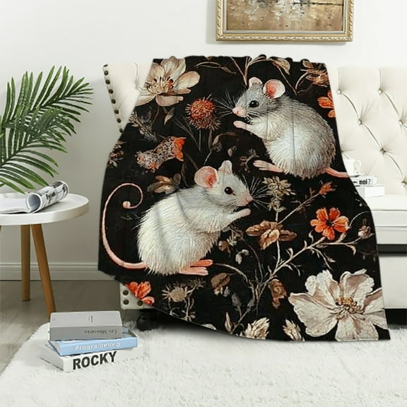 Autua Cute Rat Blanket Gifts for Kids Women Adult Girls,Playful Mice Rodents Throw Blankets,Soft Comfy Lightweight for Home Couch Bed Sofa Farm Decor,Whimsical Nature-Inspired Art  40x50in