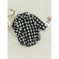 thumbnail image 3 of Bagilaanoe Newborn Baby Girl Boy Oversized Romper Shirts Plaid Print Long Sleeve Bodysuit 6M 12M 18M 24M Infant Casual Tee Tops, 3 of 8