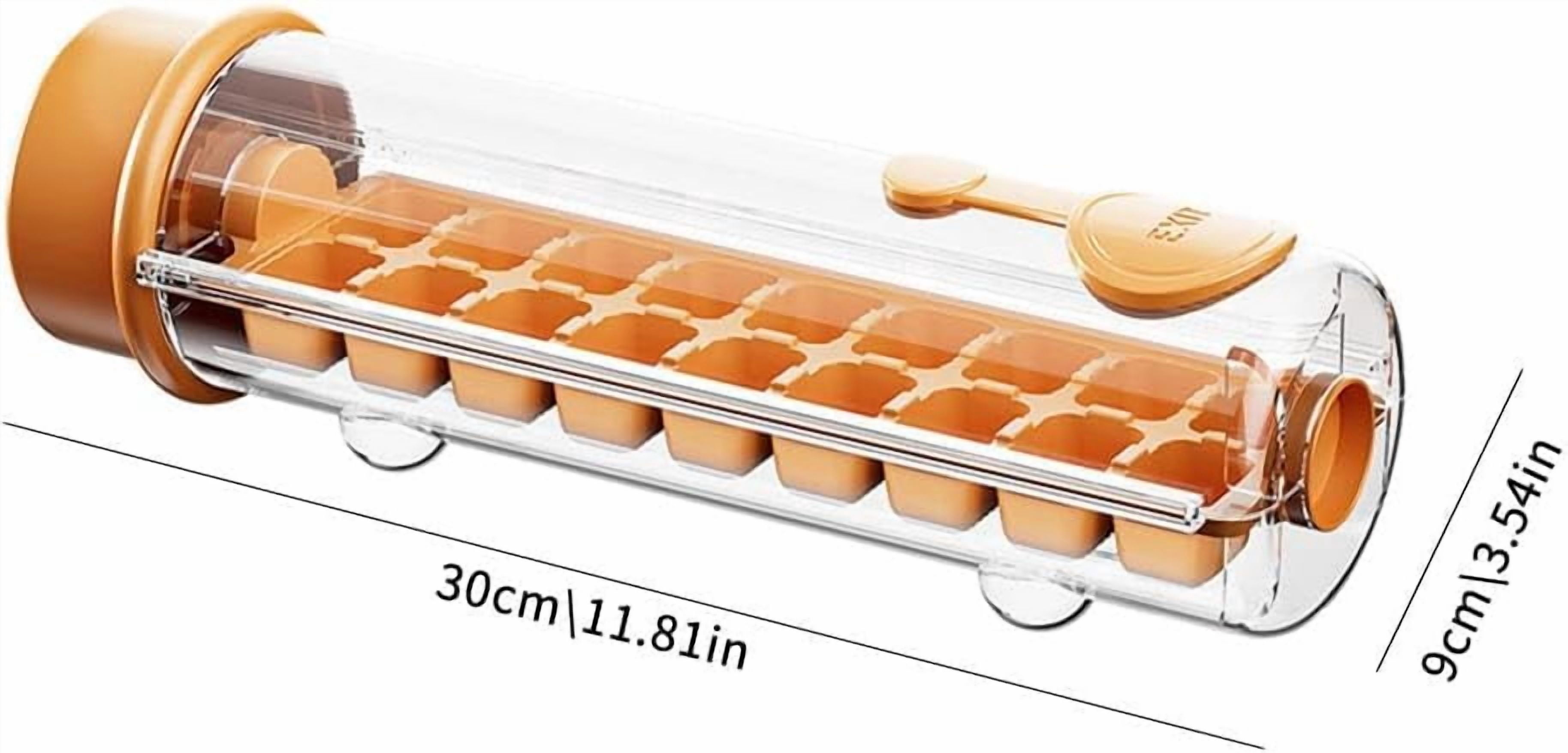 Press Ice Cube Tray, Square Ice Maker with Storage, 18 Cubes