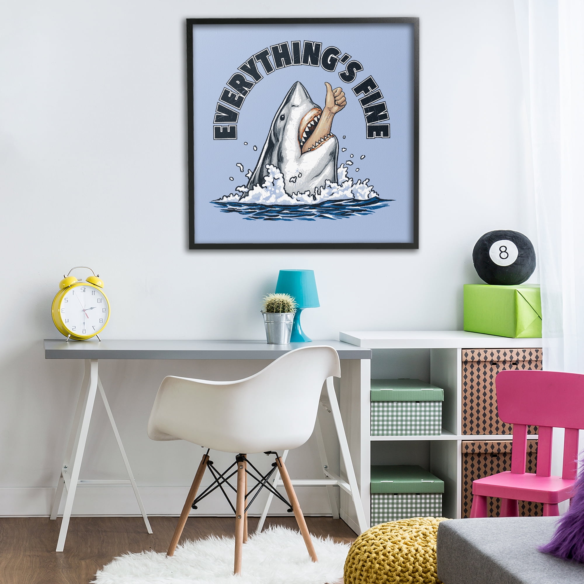 Everything's Fine Shark Bite Black Framed Giclee Art, design by Jedco Brands Inc.