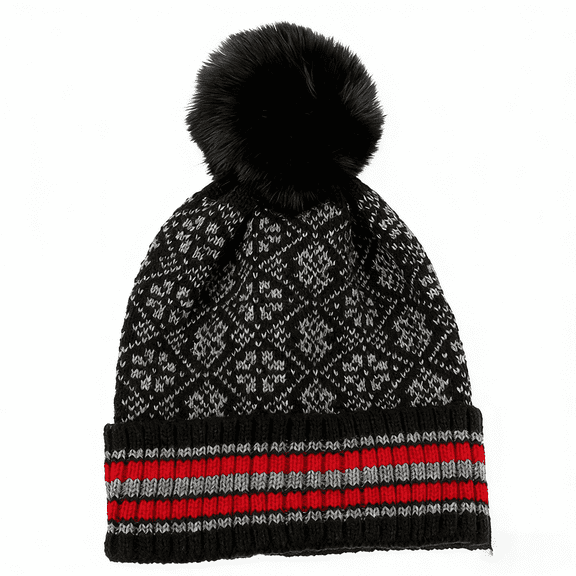 Winter Knit Beanie with Faux Fur Pom – Unisex, Soft, Everyday Use
