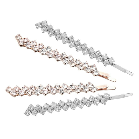 4pcs Crystal Hair Pins Rhinestone Hair Bobby Pins Stylish Decorative Hair Clip Bangs Clip For Women Girls Hair Jewelry Accessories Silver Rose Golden