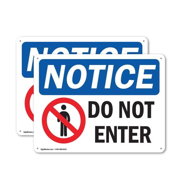 (2 Pack) Do Not Enter OSHA Notice Sign 24 Inch X 18 Inch Indoor / Outdoor Rust-Free Aluminum Metal Signs for Workplace, Workshop, and Construction Site, Made in the USA
