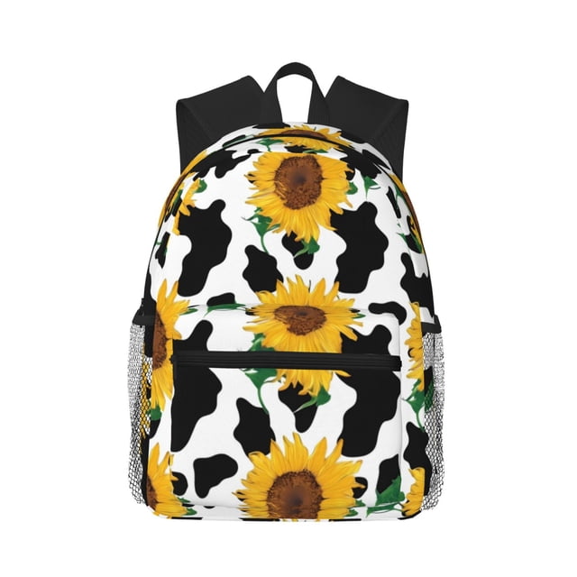 Fotbe Cute Cow Print Sunflower B Mochila Ligera Casual para Laptop para Hombres y Mujeres, Mochila Impermeable de Uso Diario, Mochila para Universidad