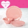 thumbnail image 5 of Paris Hilton Heiress Collection 12-Piece Stoneware Dinnerware Set, Plates & Bowls Dish Set, Service for 4, Microwave & Dishwasher Safe, Rose Pink with Scalloped Ruffle Rim, 5 of 8