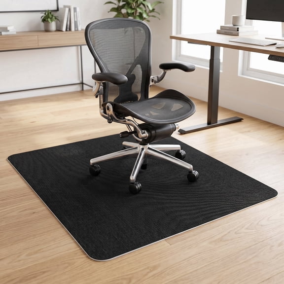 Chair Mat for Hardwood Floor - 48x36 Inch Non Slip Office Mat for Tile and Hard Surface, Black