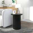 thumbnail image 2 of Round Solid Wood End Table Black Pedestal Side Table Living Room Furniture Accent End Table with Solid Wood Base, 2 of 7