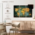 thumbnail image 5 of Elephant Stock Grunge World Map Wall Art - Horizontal Multi Panel Canvas - Living Room Wall Decor - Map Multi Panel - Black And Orange Decor - 45" x 28", 5 of 8