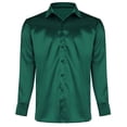 thumbnail image 3 of WTXUE Button-Up Shirts Long Sleeve, Notch Neck Shirts for Men Simulation Silk Satin Glossy Shirt with Elastic Workwear for Men Green S, 3 of 5