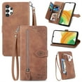 thumbnail image 1 of Jiahe Cove For Samsung Galaxy A53 5G Zipper Wallet Case,Shockproof Magnetic Wrist Strap Card Slots Stand Premium Leather Flip Cover,Brown, 1 of 7
