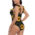 thumbnail image 4 of Daiia Sunflowers3 Women's Ruffled One Piece Swimsuit V Neck Lace Up, Lace Swimwear-Small, 4 of 8