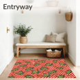 thumbnail image 3 of ODIKA 5'x7' Machine Washable Non-Slip Area Rug, Festive Cane Stripe Semi Circle With Leaf Motifs High Traffic Rug, Red, 612798, 3 of 7
