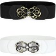 thumbnail image 1 of Womens Elastic Belts Metal Interlocking Buckle Stretchy Belts, 1 of 6