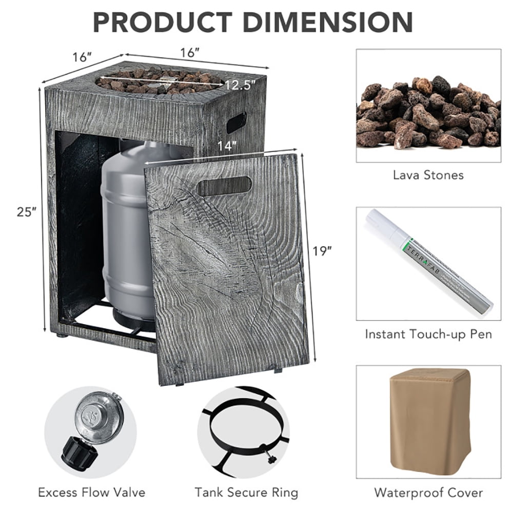 Resenkos Fire Pit, Fire Bowl,Outdoor Firepit,16 Feet Square Outdoor Propane Fire Pit with Lava Rocks Waterproof Cover 30 000 BTU