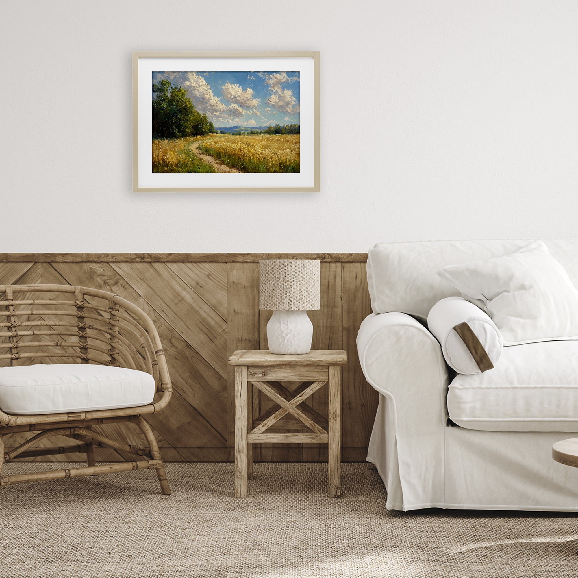 Stupell Industries Winding Path Through Wheat Field Birch Framed Print Under Glass, design by Creative Studio