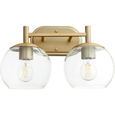 578-2-80-Quorum Lighting-Lyon - 2 Light Bath Vanity In contemporary Style-9.75 Inches Tall and 14.75 Inches Wide-Aged Brass Finish